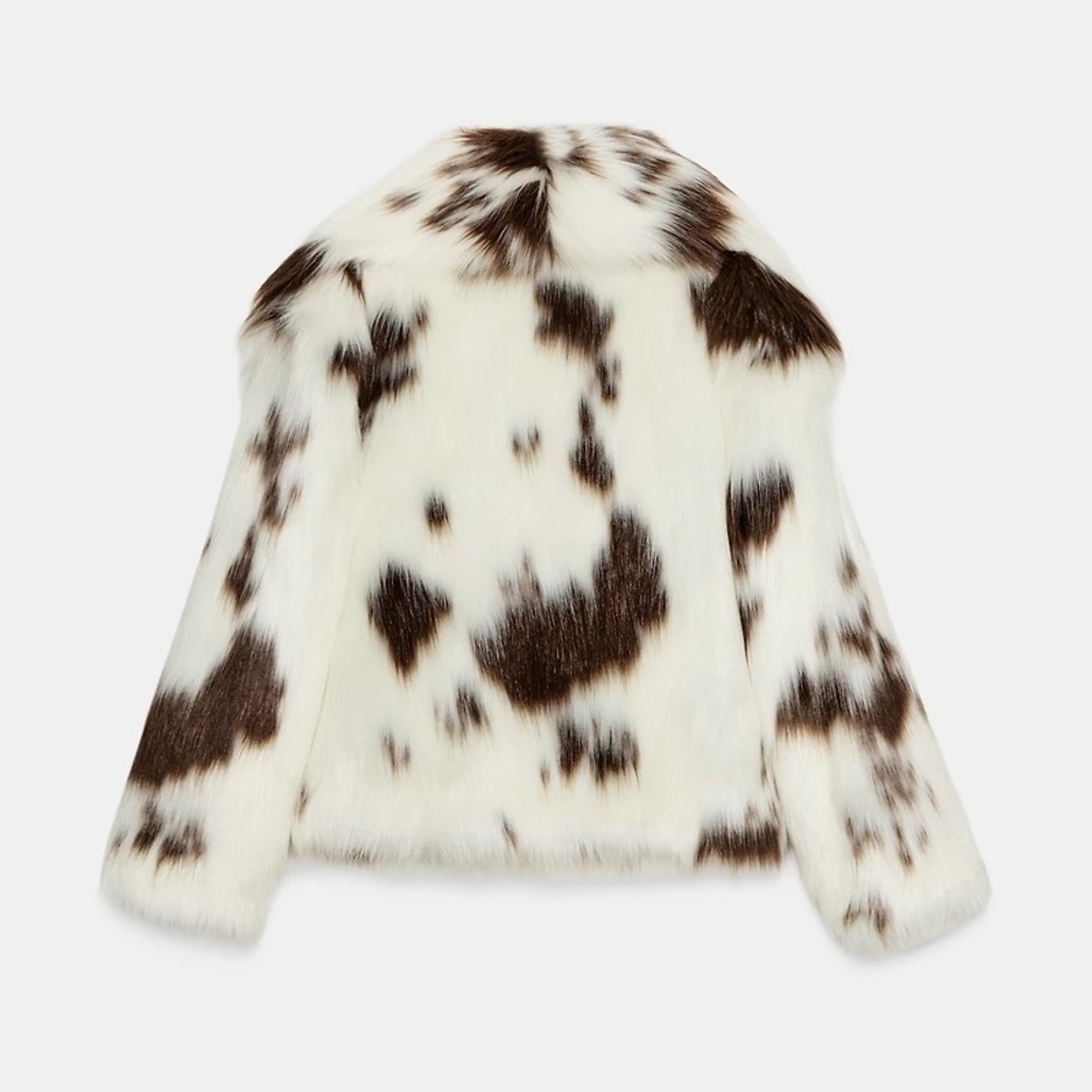 NWT Zara Bloggers Fav Cow Print ZW COLLECTION FAUX FUR JACKET LIMITED EDITION S - Picture 8 of 12